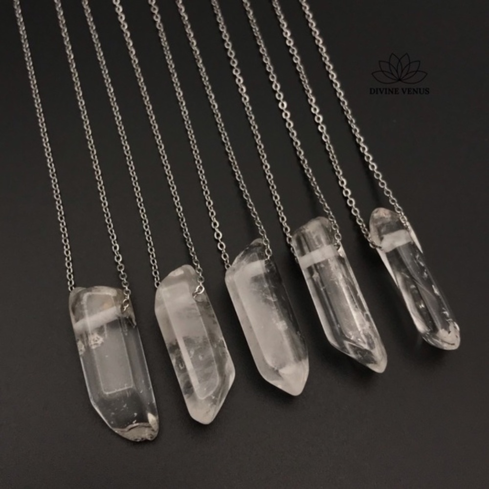 Clear Quartz Stainless Steel Necklace